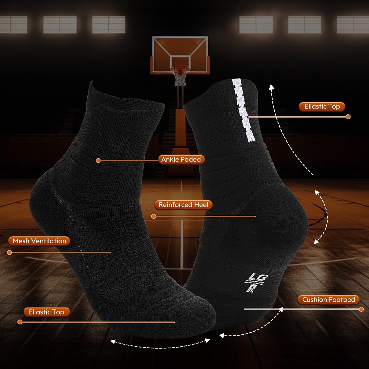 Basketball Socks for Men & Boys, Cushioned Athletic Sports Crew Socks for Youth Adult - Image 4