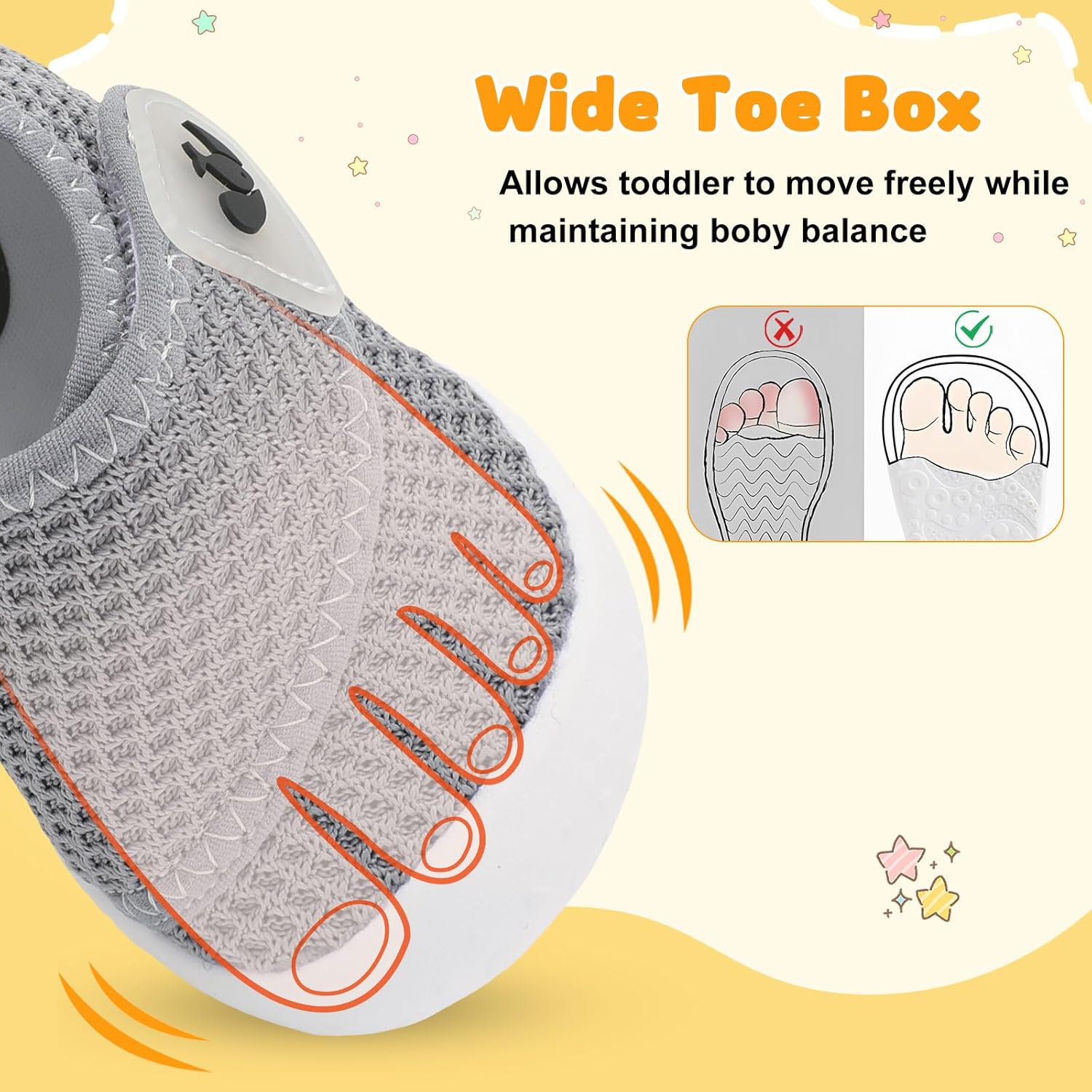 FEETCITY Baby First Walking Shoes Wide Baby Shoes Infant Sneakers Newborn Crib Shoe Barefoot Lightweight Slip On Shoe - Image 5