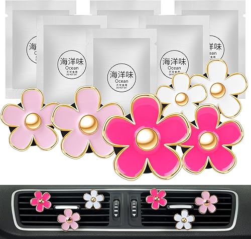 Miniatura 1 de Accesorios de automóvil rosas para mujeres, adolescentes y niñas, 6 unidades, lindos ambientadores de aire, clips de ventilación, decoración de
