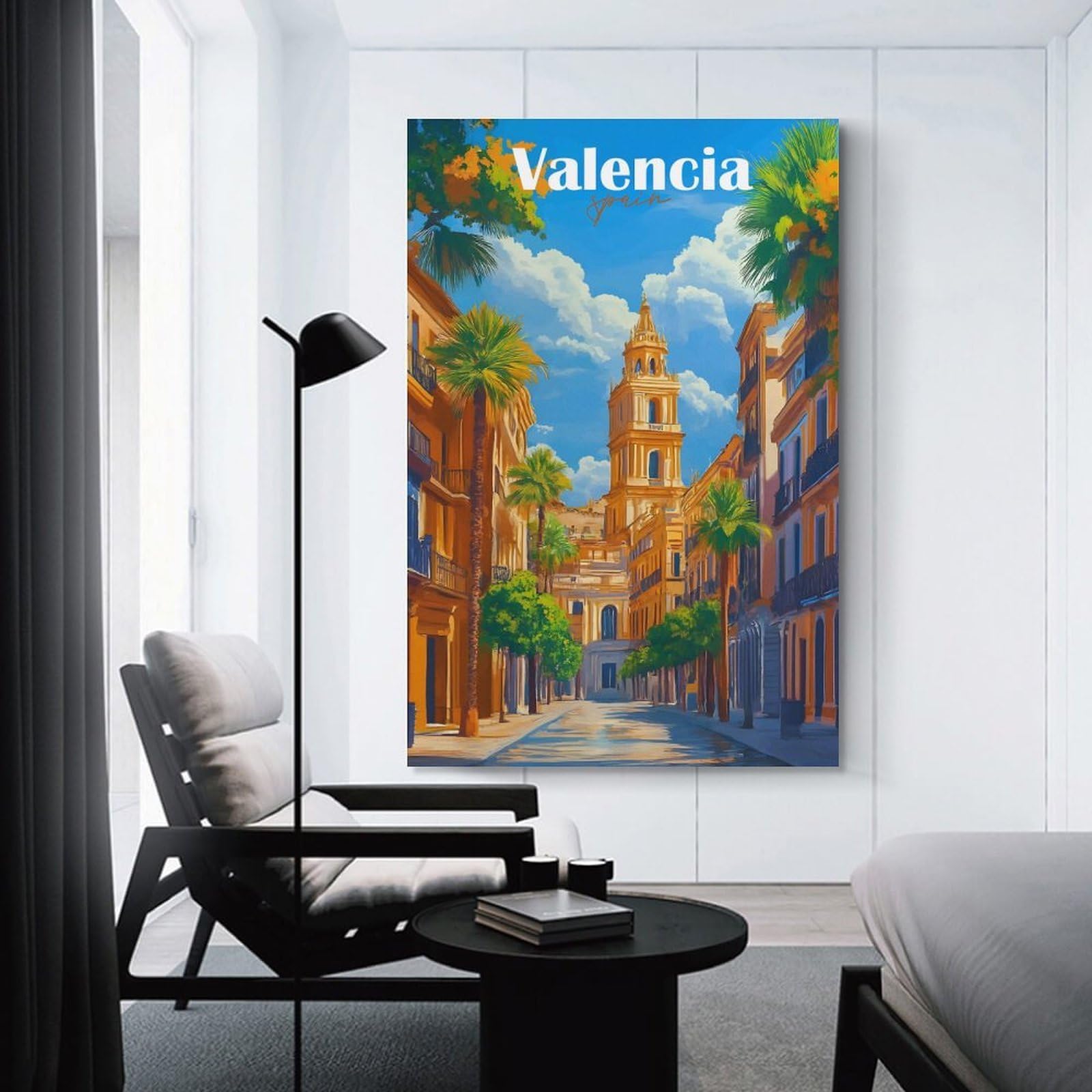 Junmoney Valencia Spain View Painting Canvas Wall Picture 24x36inch(60x90cm), for Living Room, Bedroom Or Apartment Walls, Modern Wall Decor for Cosy Interiors