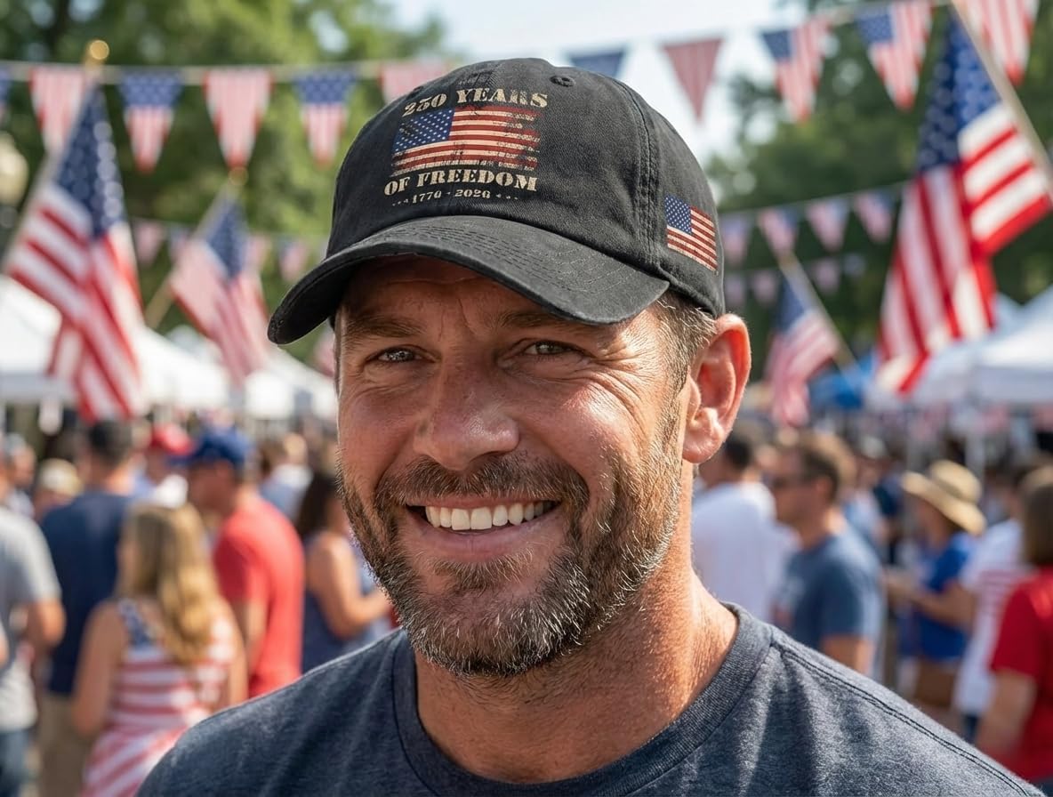 Vintage 250 Years of Freedom Hat 1776–2026, USA Flag Patriotic Distressed Dad Hat Adjustable Baseball Cap for Men Women - Image 3