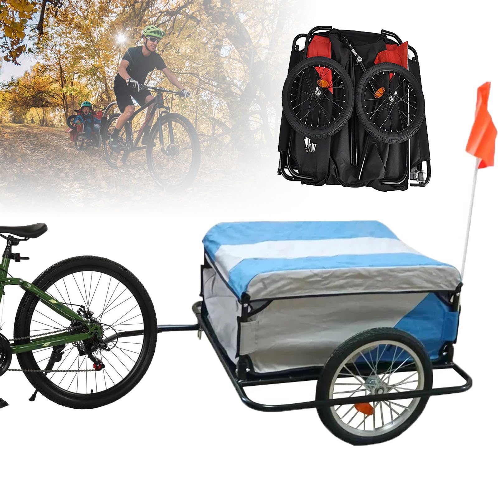 Przyczepka rowerowa – obciążenie 60 kg, przyczepa rowerowa, składana przyczepka rowerowa z tkaniny Oxford, do przeprowadzek, biwakowania, zakupów, czarna + czerwona