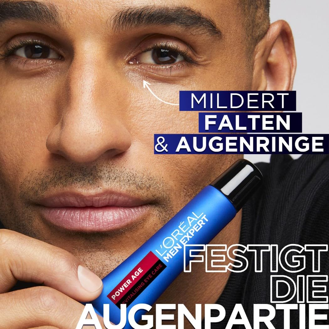 L'Oréal Men Expert Power Age Pflegeset gegen Falten mit Hyaluronsäure, Geschenkset für Männer, 2 x 50 ml, 1 x 30 ml, 1 x 15 ml