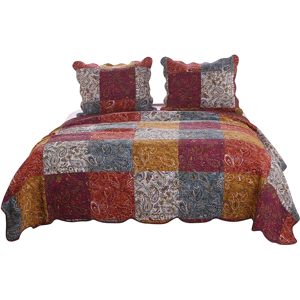 Paisley Slumber Quilt Set, King, Spice