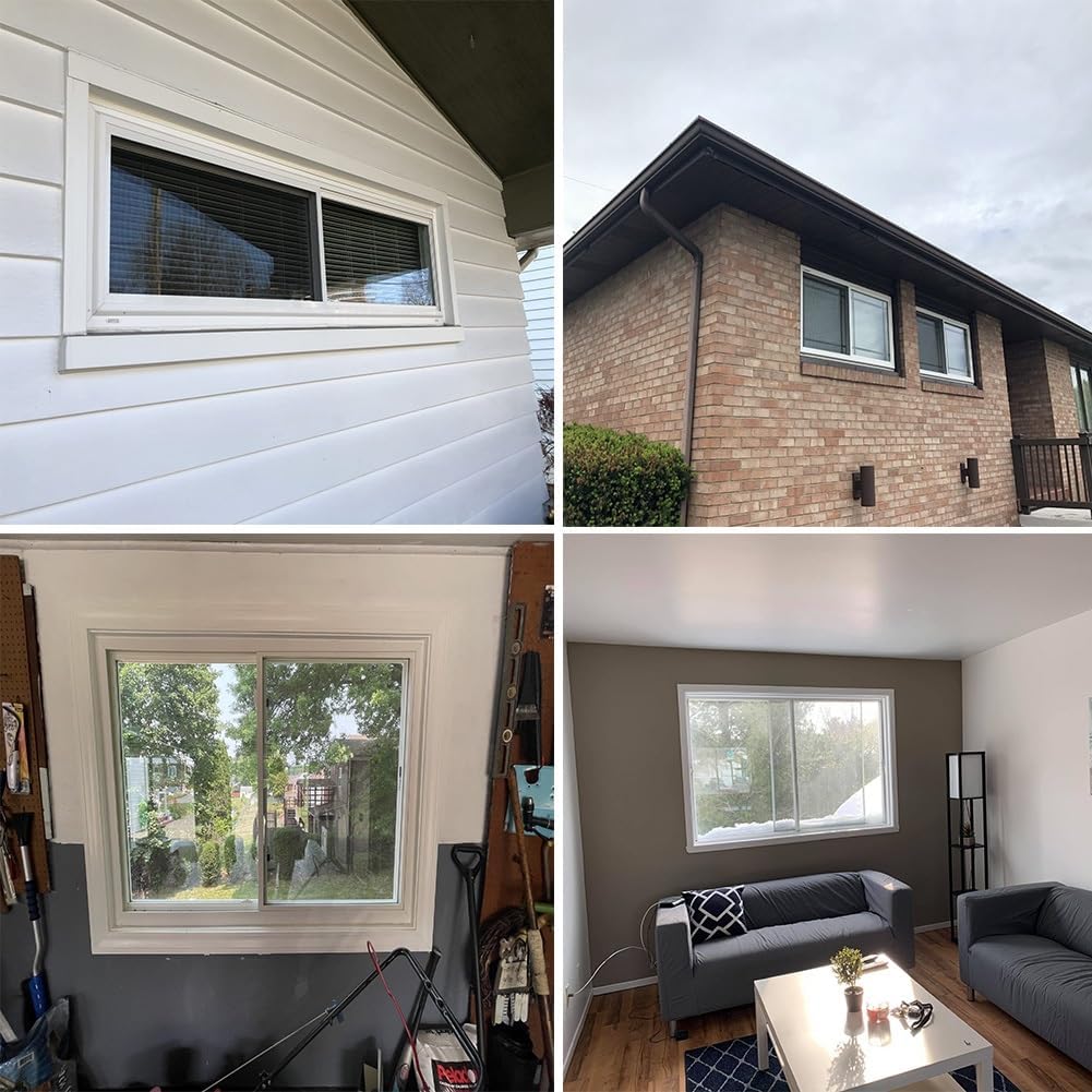 Replacement Basement Windows 31x12in 32x13in 39x22in Shed Sliding Windows with Glass and Screen, Aluminum Alloy Frame, for Mobile Home Windows Chicken Coop Rv Garage(White,30" x 12")
