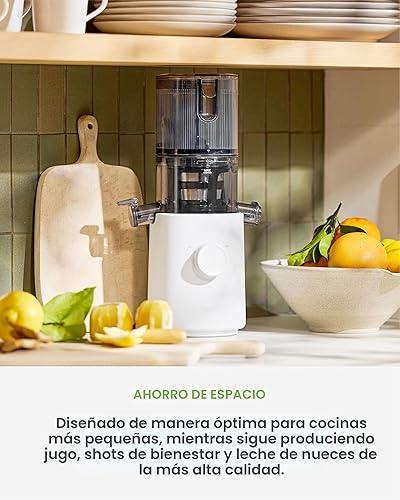 Miniatura 7 de Nama J3 - Exprimidor compacto de prensa en frío, ahorro de espacio y autoalimentación para funcionamiento manos libres, ligero, portátil, exprimidor