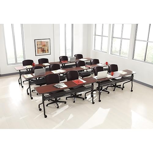 Miniatura 6 de Iceberg OfficeWorks Mesa de entrenamiento móvil de alta calidad, escritorio rectangular de 72 pulgadas con ruedas de bloqueo, parte superior de