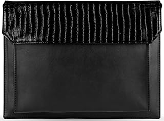 حافظة لاب توب من ديبيل™ - متوافقة مع هواوي ميت بوك 14، اتش بي كروم بوك 14، ديل لاتيتيود 14، سيرفس لاب توب - حافظة من الجلد الصناعي المحبب بنمط جلد التمساح (أسود، 14.6)
