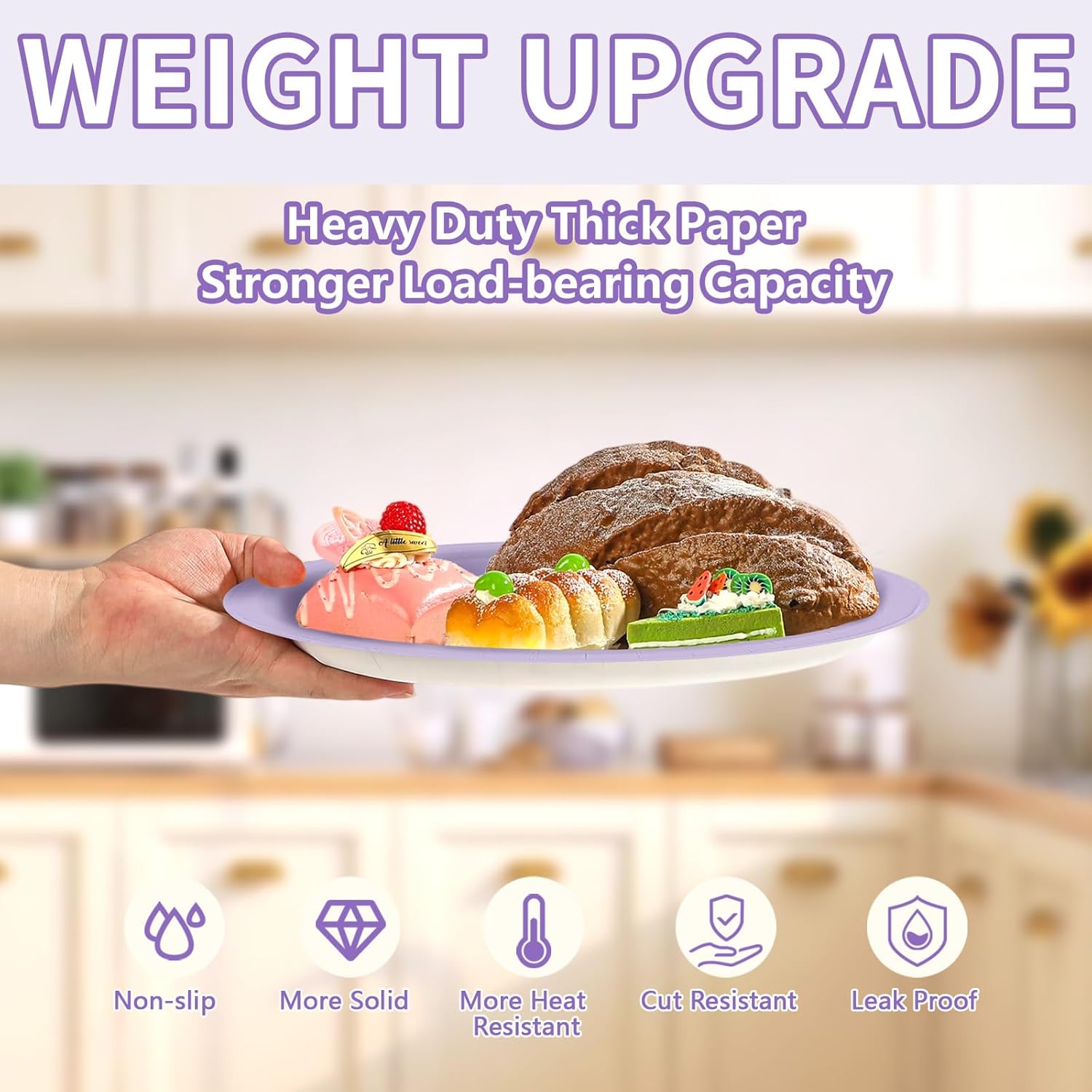50Pcs Light Purple Oval Paper Plates 10" x 12" Large Disposable Heavy Duty Purple Paper Platters Solid Color Dessert Plates for Spring Wedding Bridal Baby Shower Lunch Dinner Birthday Party Supplies