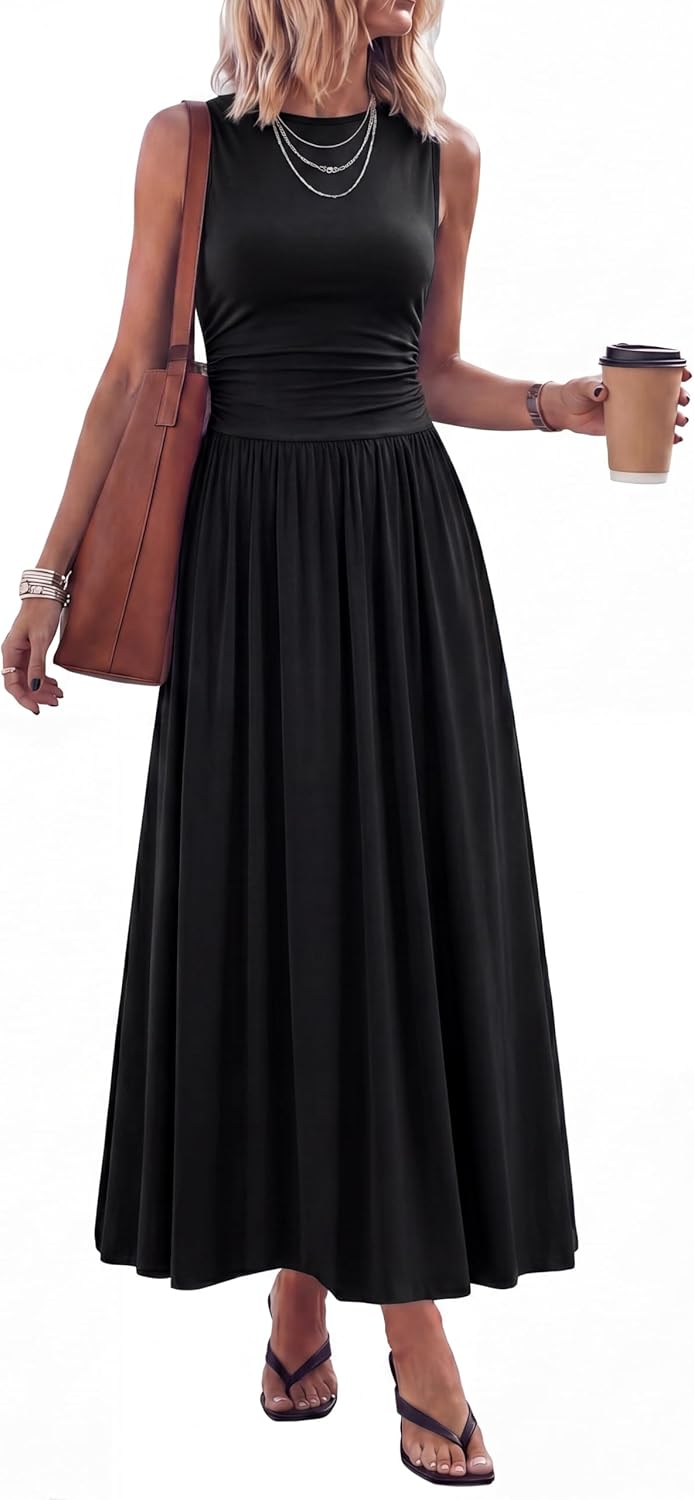 PRETTYGARDEN Summer Maxi Dresses for Women 2026 Sleeveless A Line Flowy Long Casual Sundress Wedding Guest Fashion Clothing