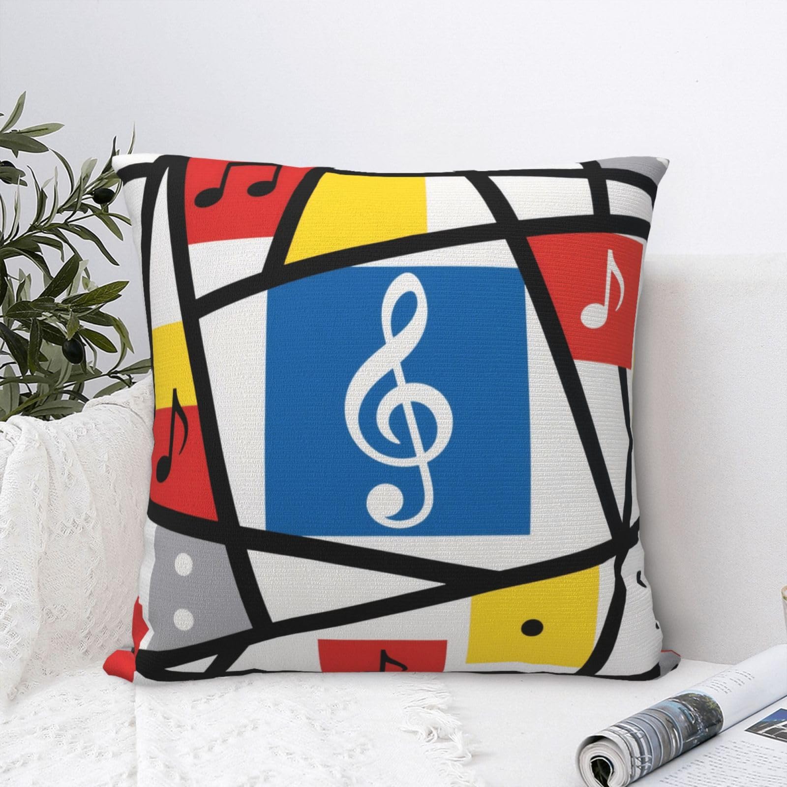 FodPand Luxury Velvet Throw Pillow Covers 18"x18" Super Soft Decorative Pillow Cases - Music Notes Pillowcases Modern Lumbar Cushion Cases for Couch Sofa Bed Pillow Shams