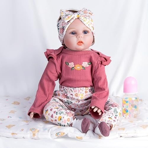 Miniatura 2 de Conjunto de ropa de muñeca Medylove Reborn de 4 piezas para muñecas Reborn de 22 a 24 pulgadas, incluye diadema, mameluco, pantalones y calcetines