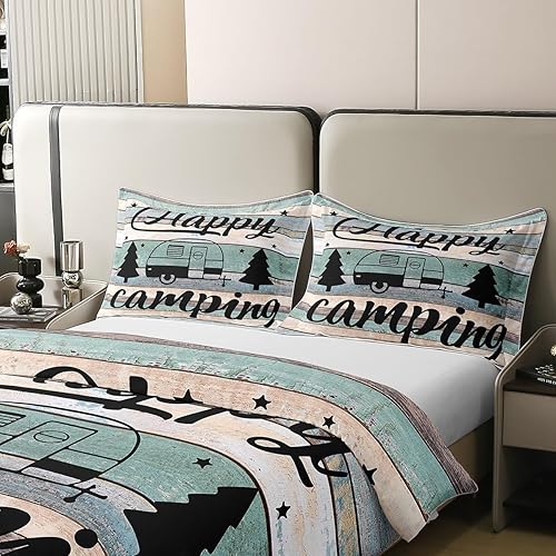 Miniatura 4 de Camper Queen - Ropa de cama de campamento con cremallera para niños, estilo rústico, estilo granja, 100% algodón, accesorios para caravanas para