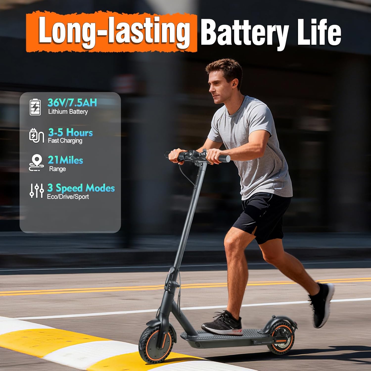 Foldable Electric Scooter for Adults & Teens - 500W Motor, 16/21 Miles Range & 12/19 Mph Speed, 8.5" Puncture-Proof Tires, Dual Brakes & Cruise Control - Heavy-Duty Commuter E-Scooter