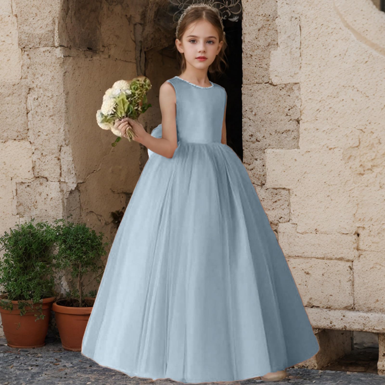Elegantes Kleid für Mädchen, Festliche Anlässe, Hochzeit, Geburtstag, Party, mit Schleife