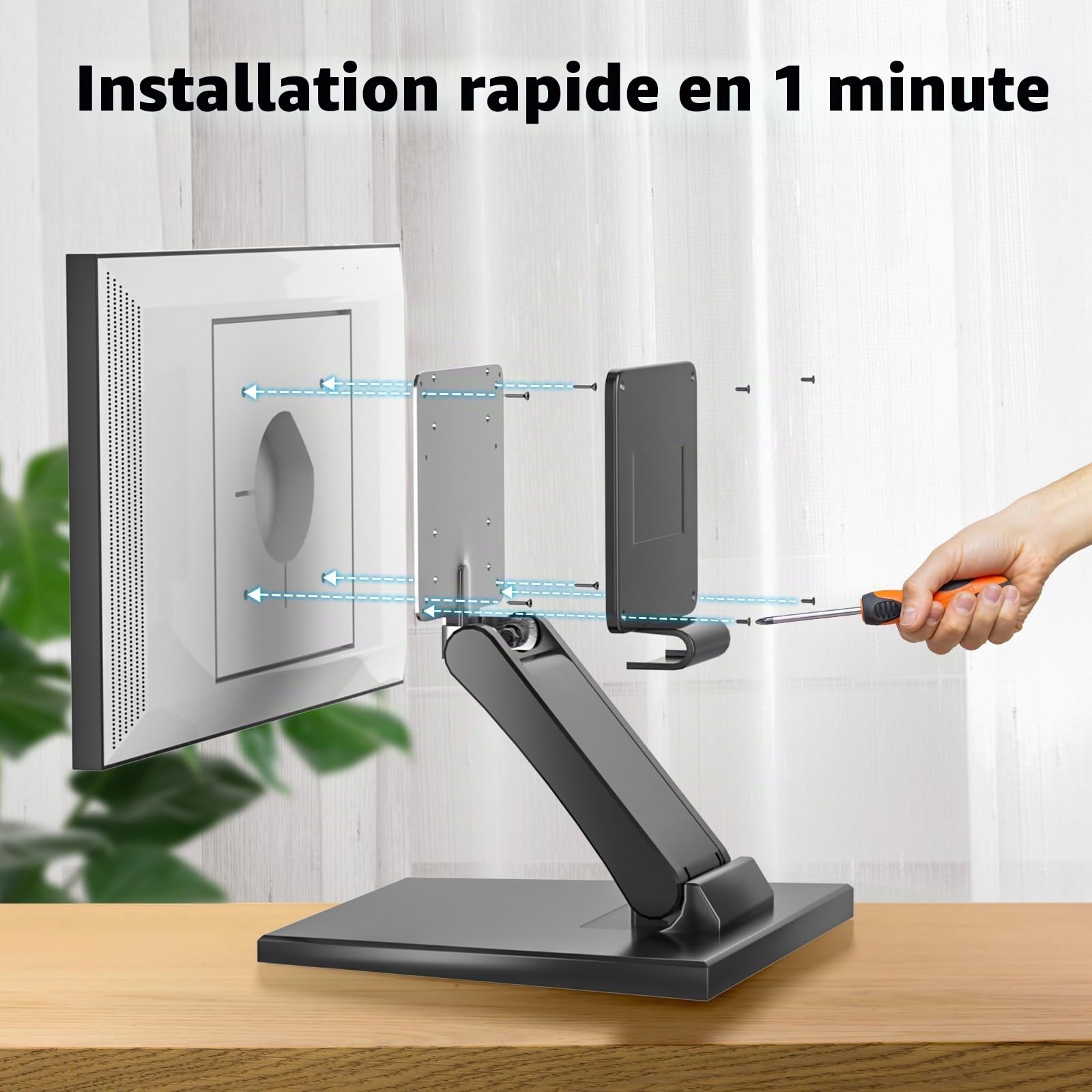 Support écran support vesa Pliable – Compact et robuste support ecran bureau 75x75 / 100x100 pour écrans LCD/LED de bureau