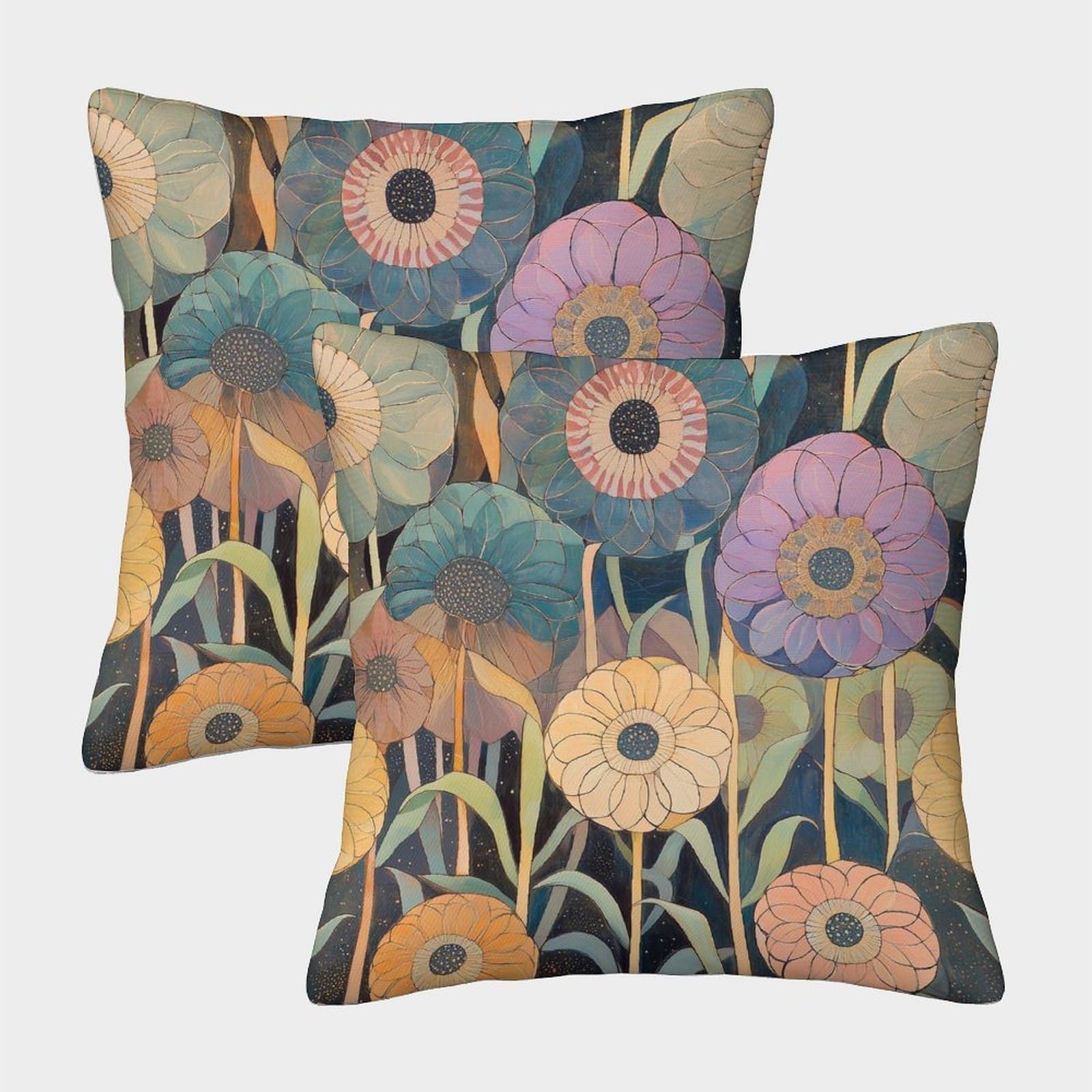 kaiyun 2 Pack Dandelion Flowers Pillow Case Home Decoration Sofa Pastel Colors Cushion Cover 50x50cm