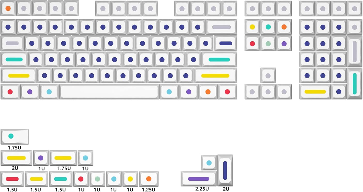 KPREPUBLIC XDA V2 Dot World Dye Sub Keycap Set Thick PBT for Keyboard 87 tkl 104 ansi xd64 bm60 xd68 bm65 bm68 Dots (XDA V2 Dot World Set x1)