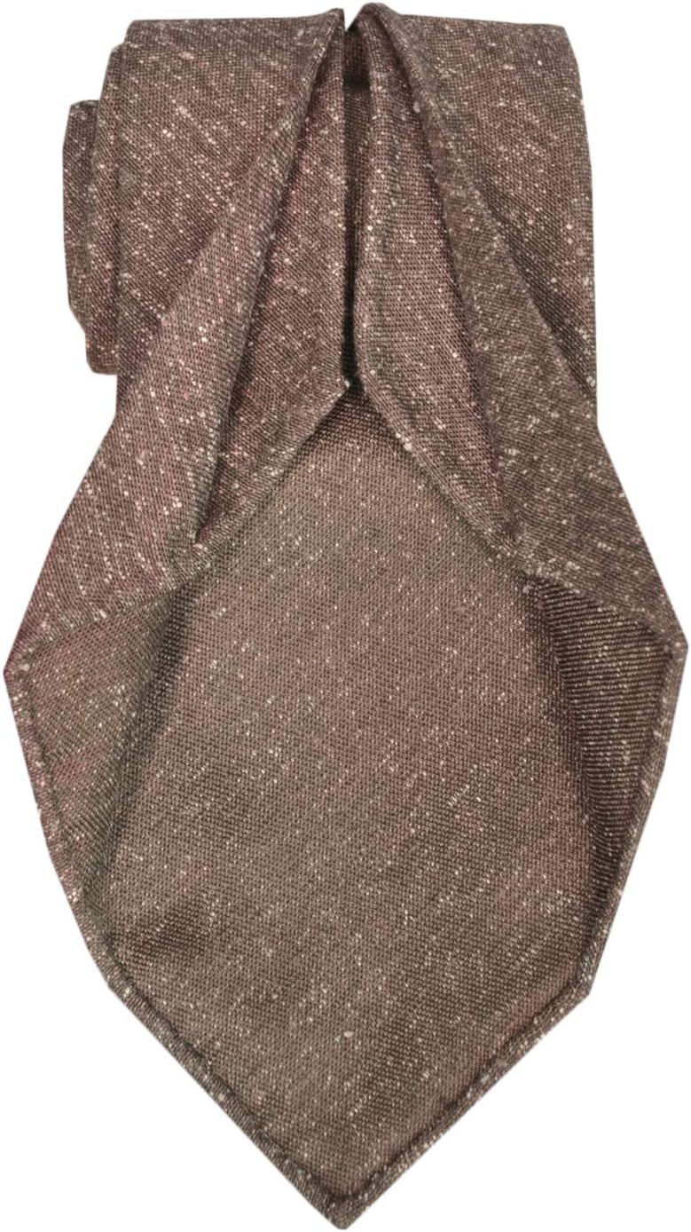 Made in Italy Men's Plain Seven Folds Handmade Tie, Untipped,Shantung Silk