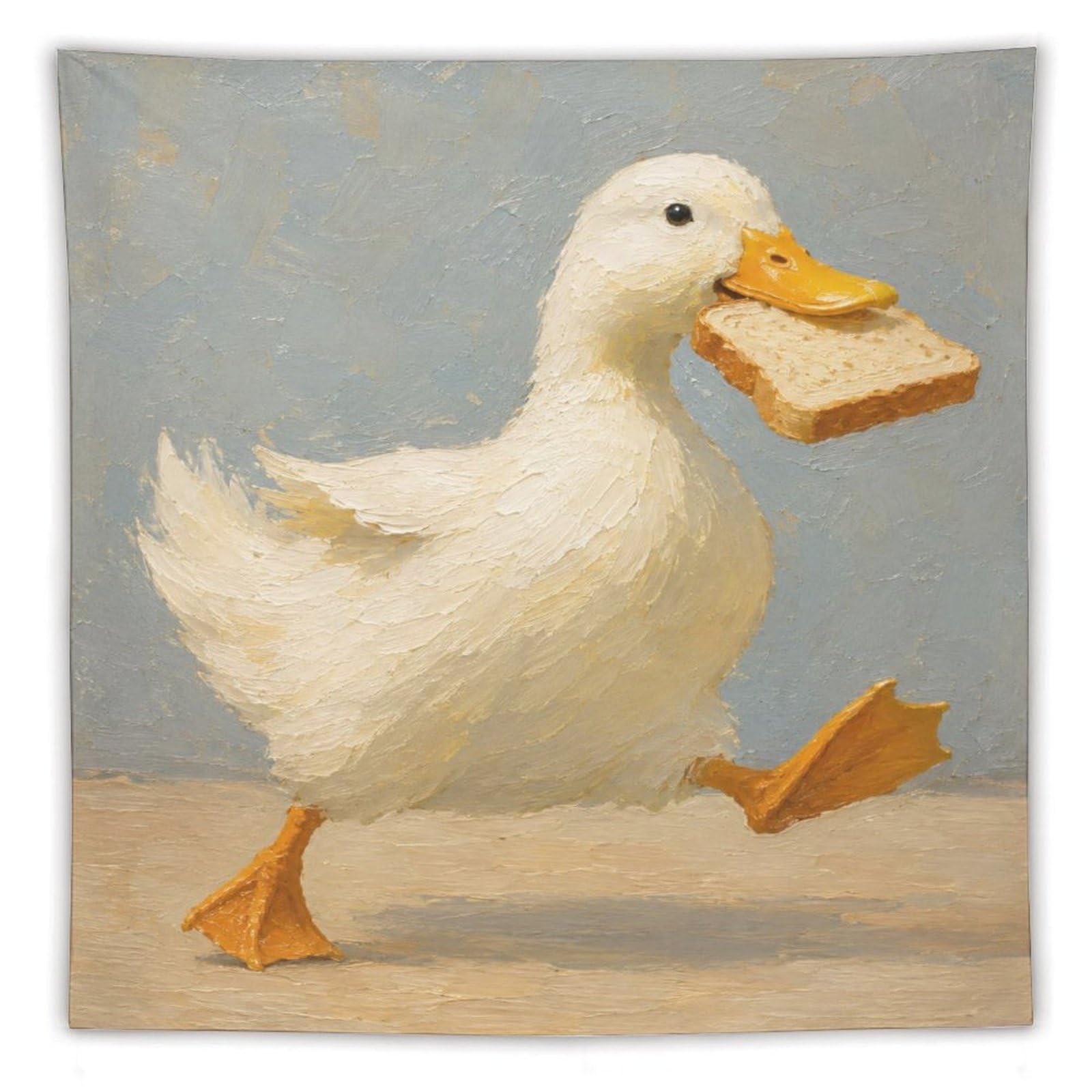 W7C8U2X3 Walking Toast Duck Wall Tapestry, Storybook Illustration, Entryway