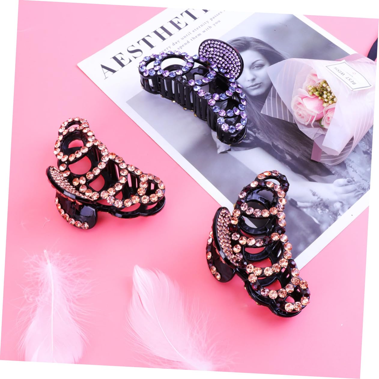 FRCOLOR 9 piezas Pinza de pelo para niñas Horquillas de pelo de diamantes de imitación para mujer Clip Chispeante Garra para el cabello Pinzas para el cabello para mujeres Pinzas para el cabello