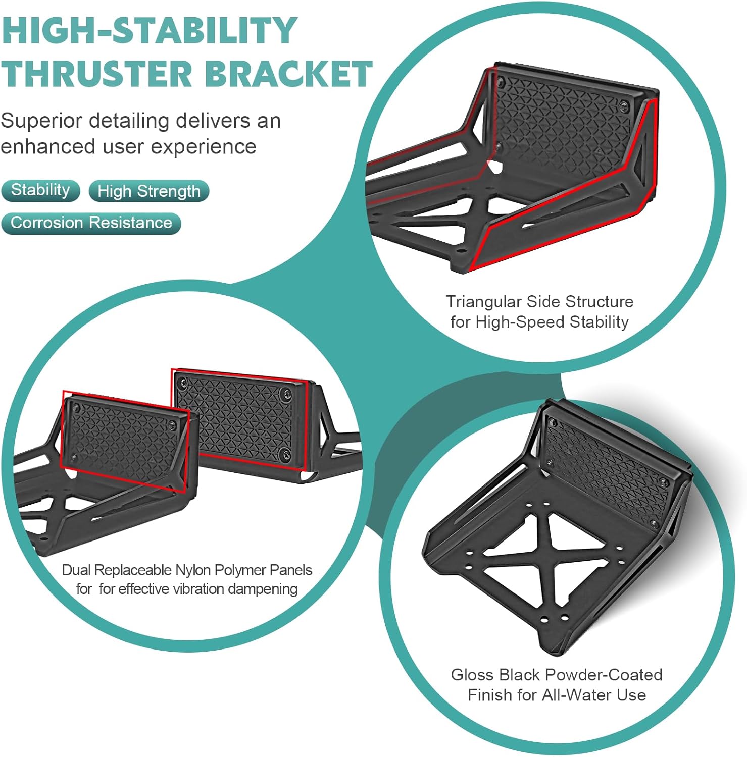 Universal Transom Trolling Motor Mount for Kayaks,Heavy Duty Marine-Grade Stern Drive Trolling Motor Mounting Bracket for Any Boat with a Flat Stern, Universal Fit for Electric Trolling Motors Only