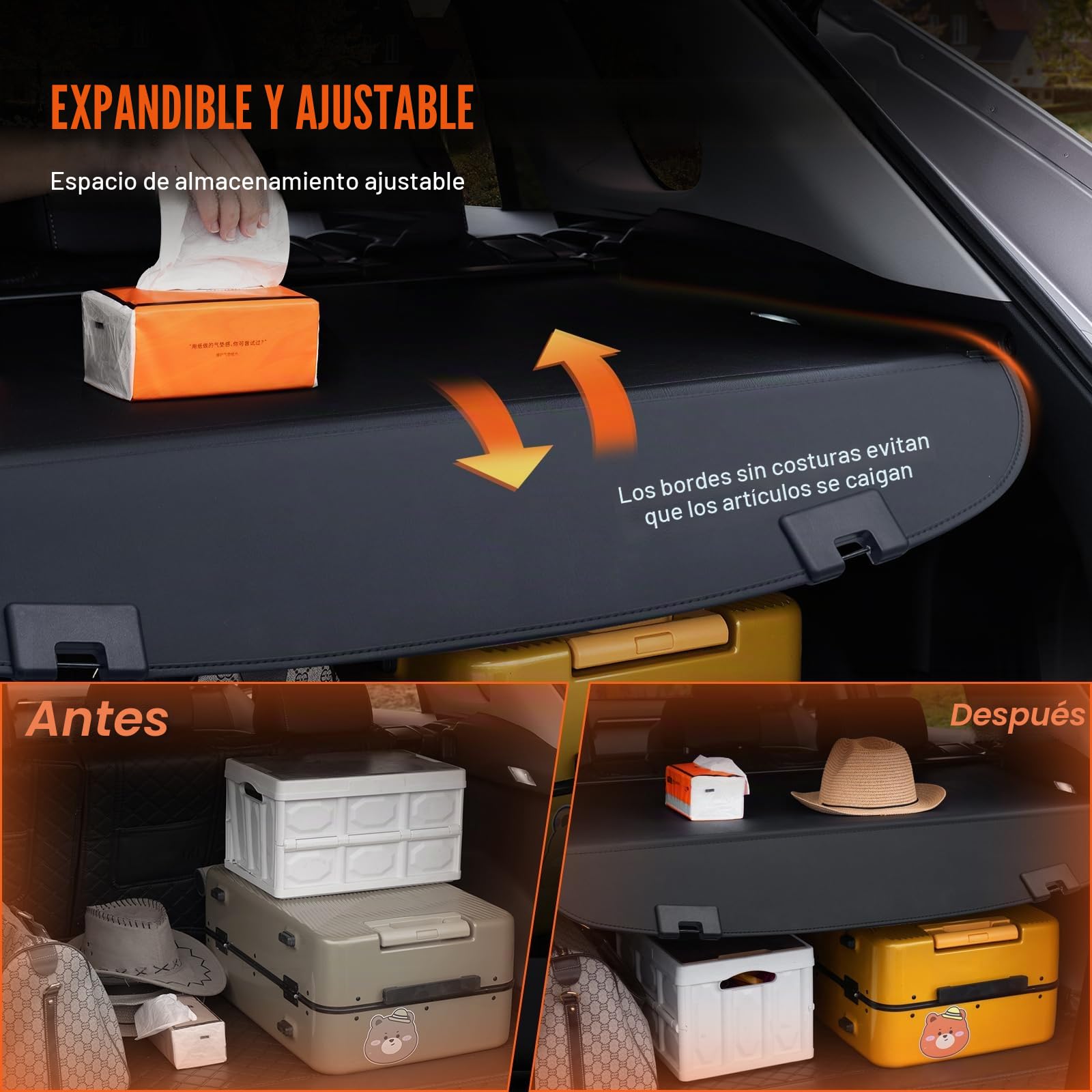 VEVOR Funda de Carga Retráctil Impermeable Mejorada, Protección de Seguridad para Mazda CX-5 2017-2025 5 Plazas, Resistente a los Rayos UV con Aleación de Aluminio, PVC, Textura de Cuero