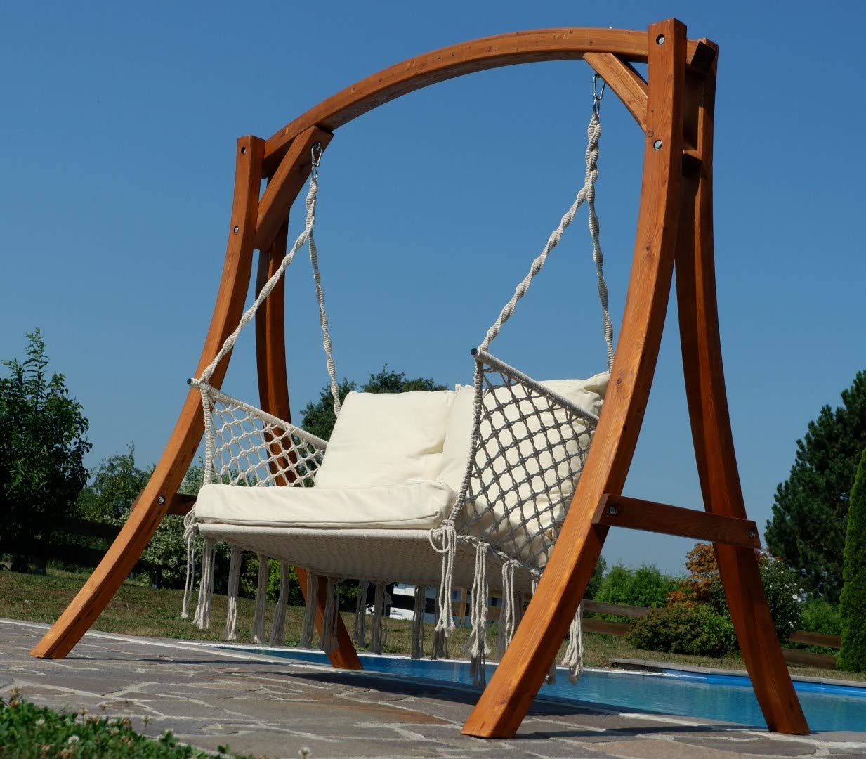 ALEOS. Design Hollywood Schaukel mit Sitzbank Waikiki aus Holz Lärche von AS-S