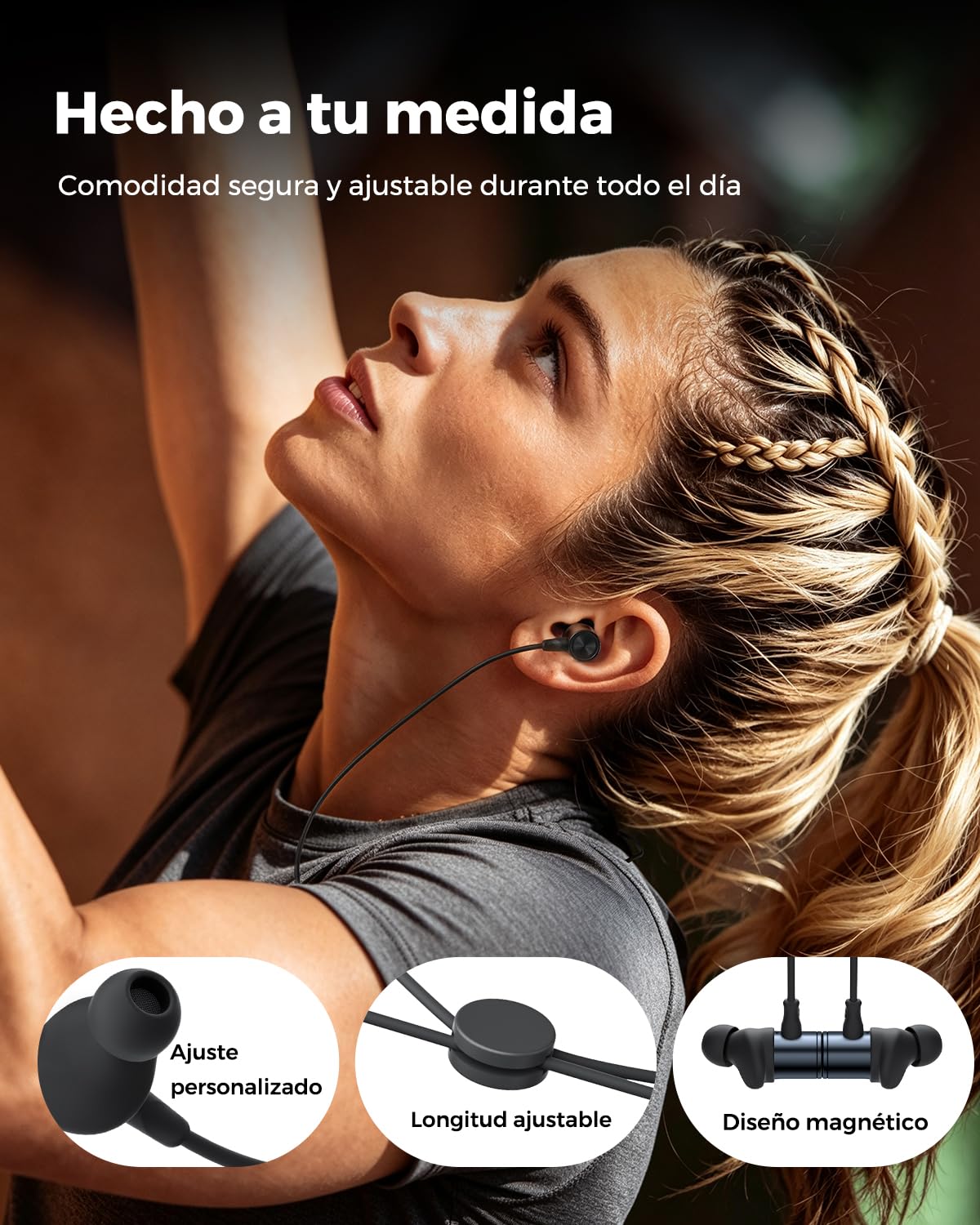 truefree HD-200 Auriculares Inalámbricos Deportivos In-Ear, IP67, 20H | Bluetooth 6.0 Neckband con Micrófono y Control de Cable, Cancelación de Ruido AI, Sonido 360 y Auriculares Magnéticos