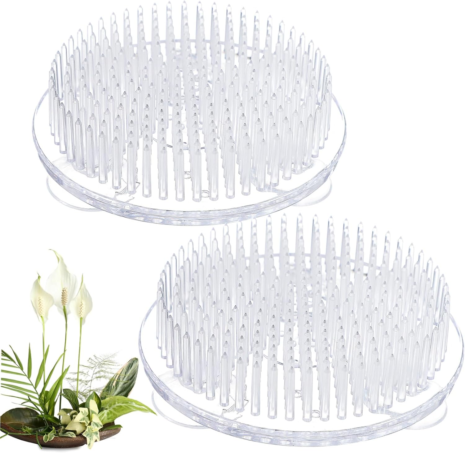 AKOOSY 2pcs Floral Frogs Suction Cups Flower Arrangement Inserts Grid Holders for Vases Floral Accessories