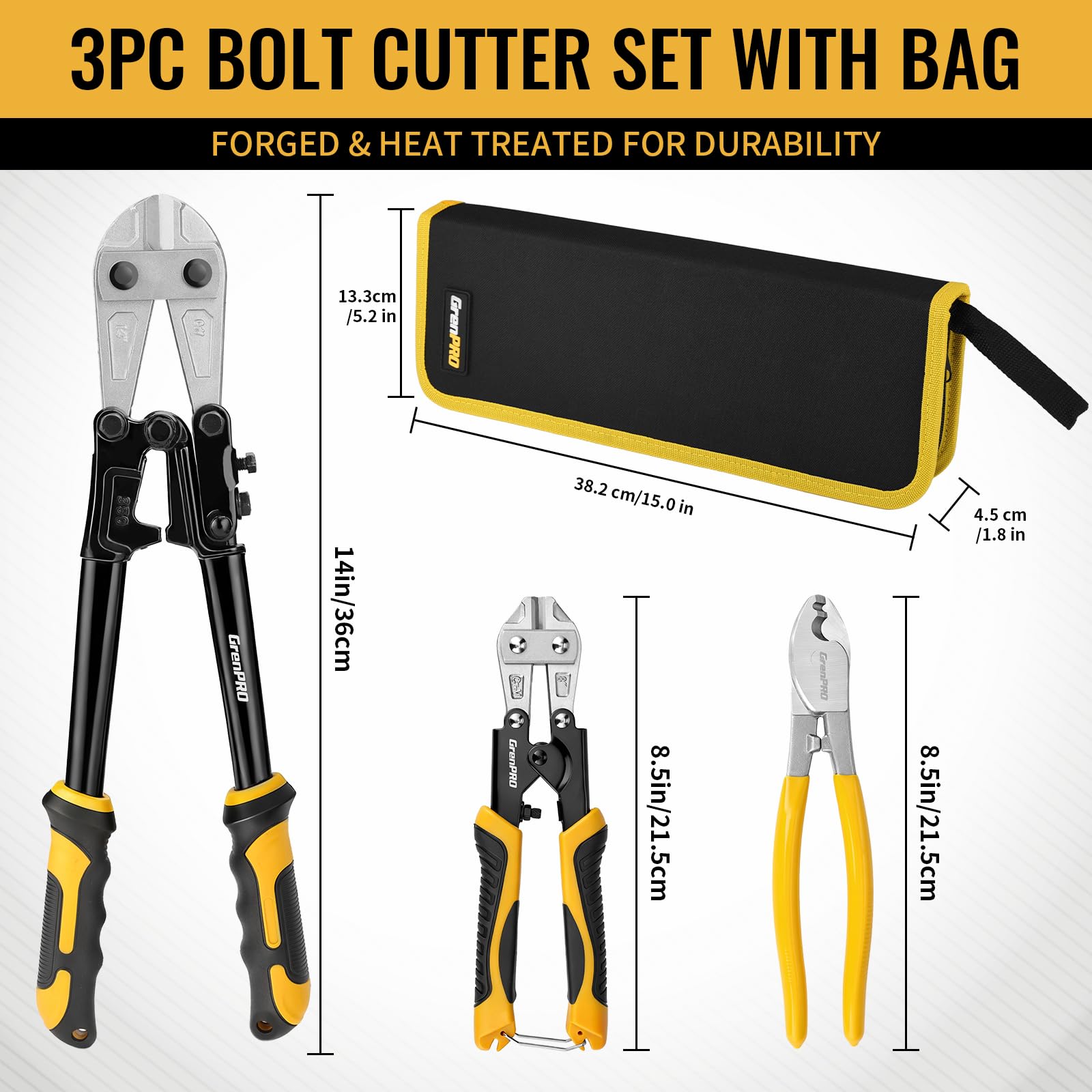 GRENPRO Bolt Cutter Pliers Set - 3 Sizes -2 GRENPRO Bolt Cutter Pliers Set - 3 Sizes -2
