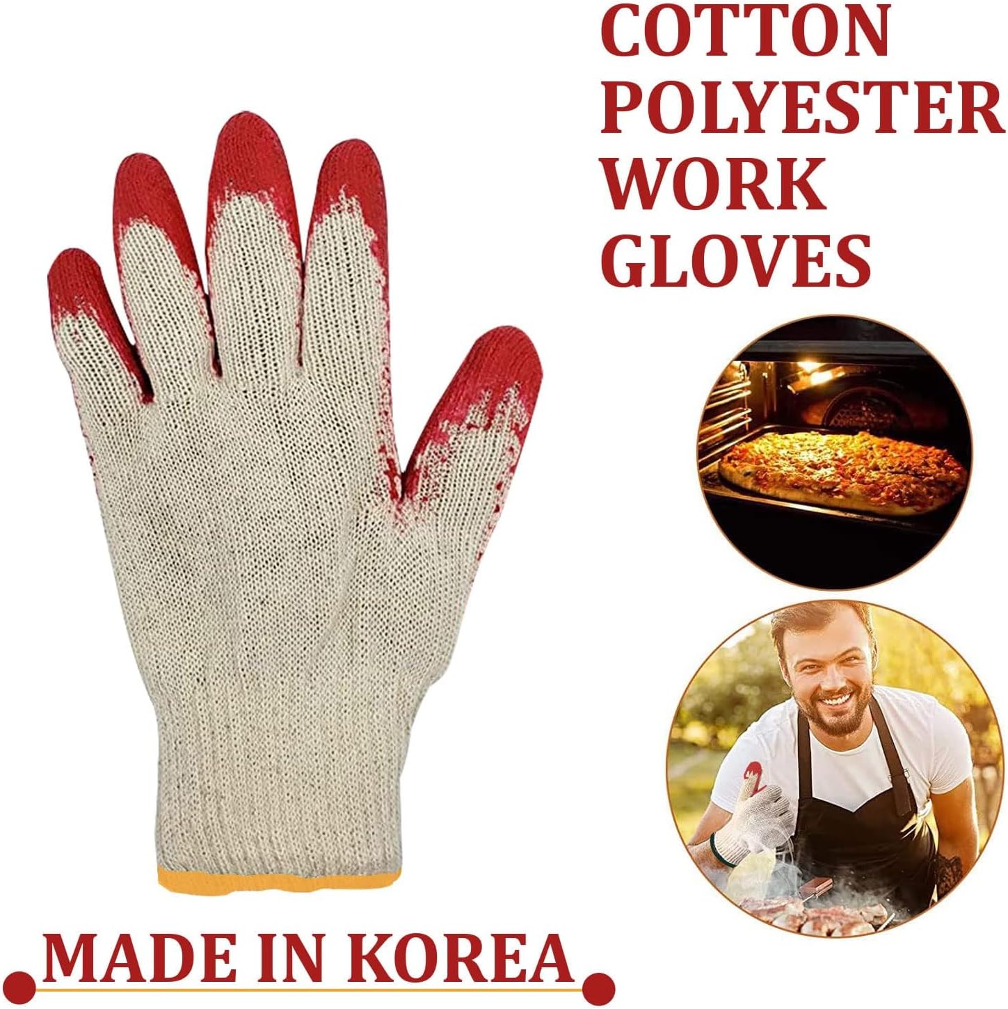 300 Pairs String Knit Red Palm Latex Dipped Work Gloves, Made in Korea - Image 4