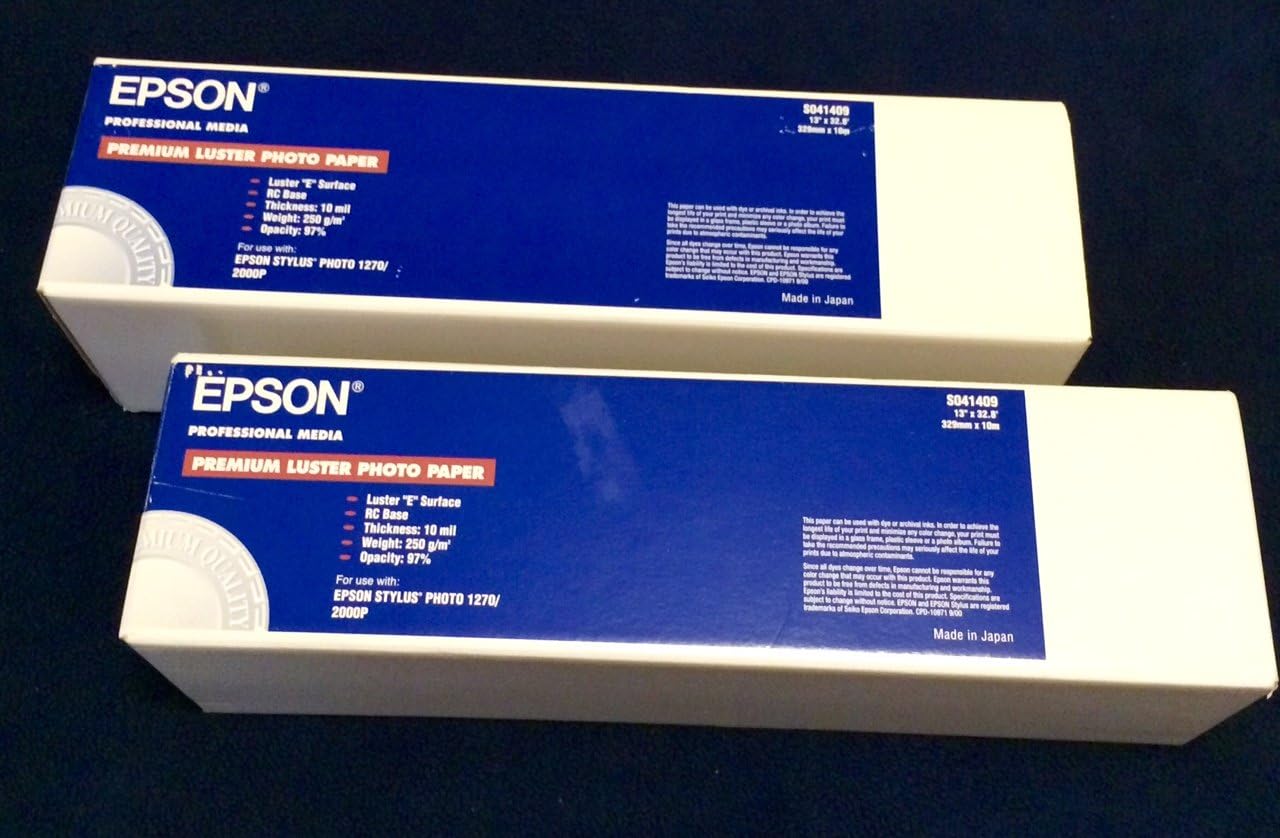 Epson Premium Luster Photo Paper, 13"w, 32.8`l, White