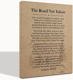 Robert Frost - The Road Not Taken Canvas Wall Art, Desiderata Poem, Inspirational Quote Decor, Canvas Prints Poster Wall Art, Great Gift Decor for Men and Women Poetry Fans Home & Office 8x10 inch