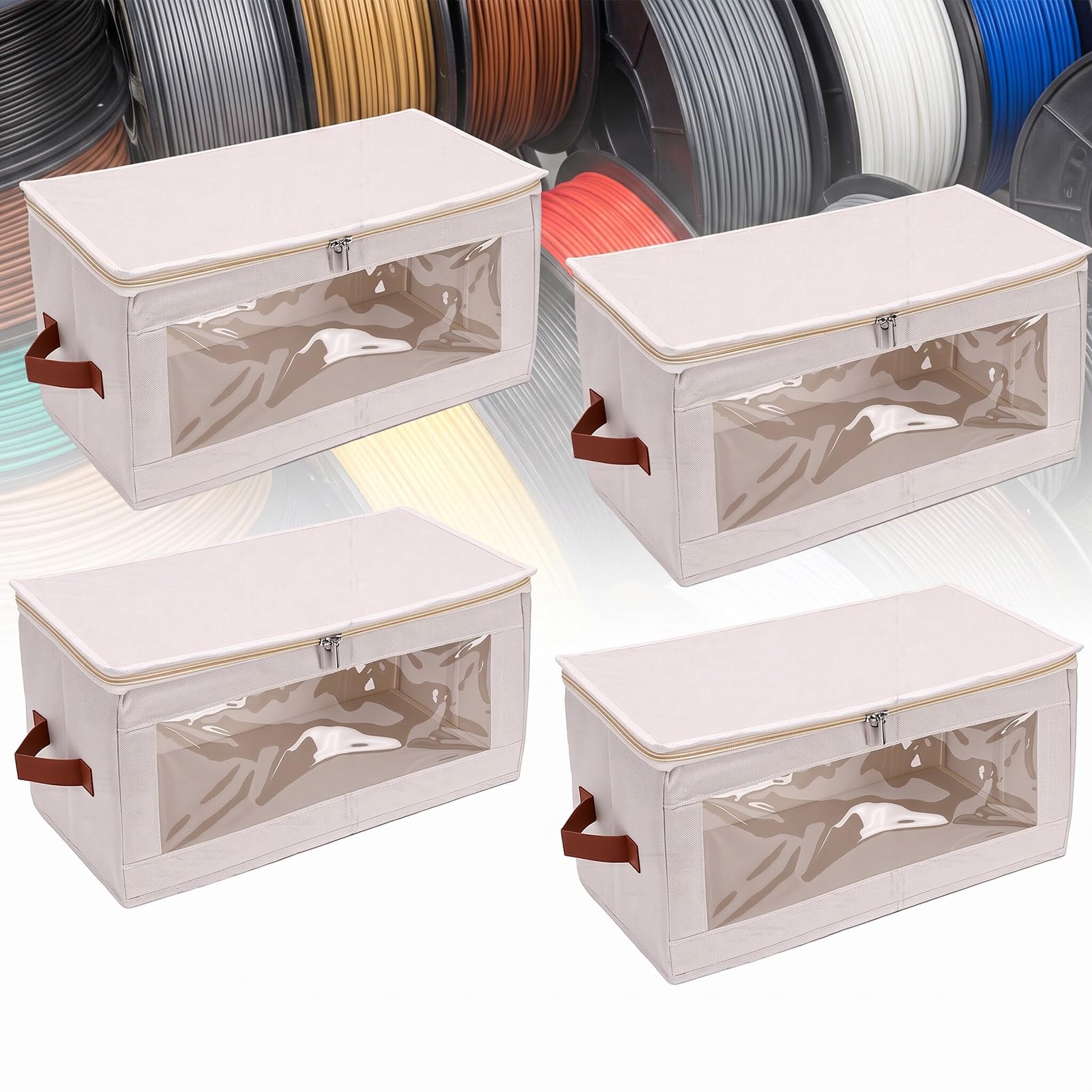 Fafeicy Caja de Almacenamiento de Filamentos, Organizador de Carretes de Impresora 3D de 24 Rollos de 1 Kg con Panel Frontal Transparente de Tela Oxford, para Suministros de Impresión 3D