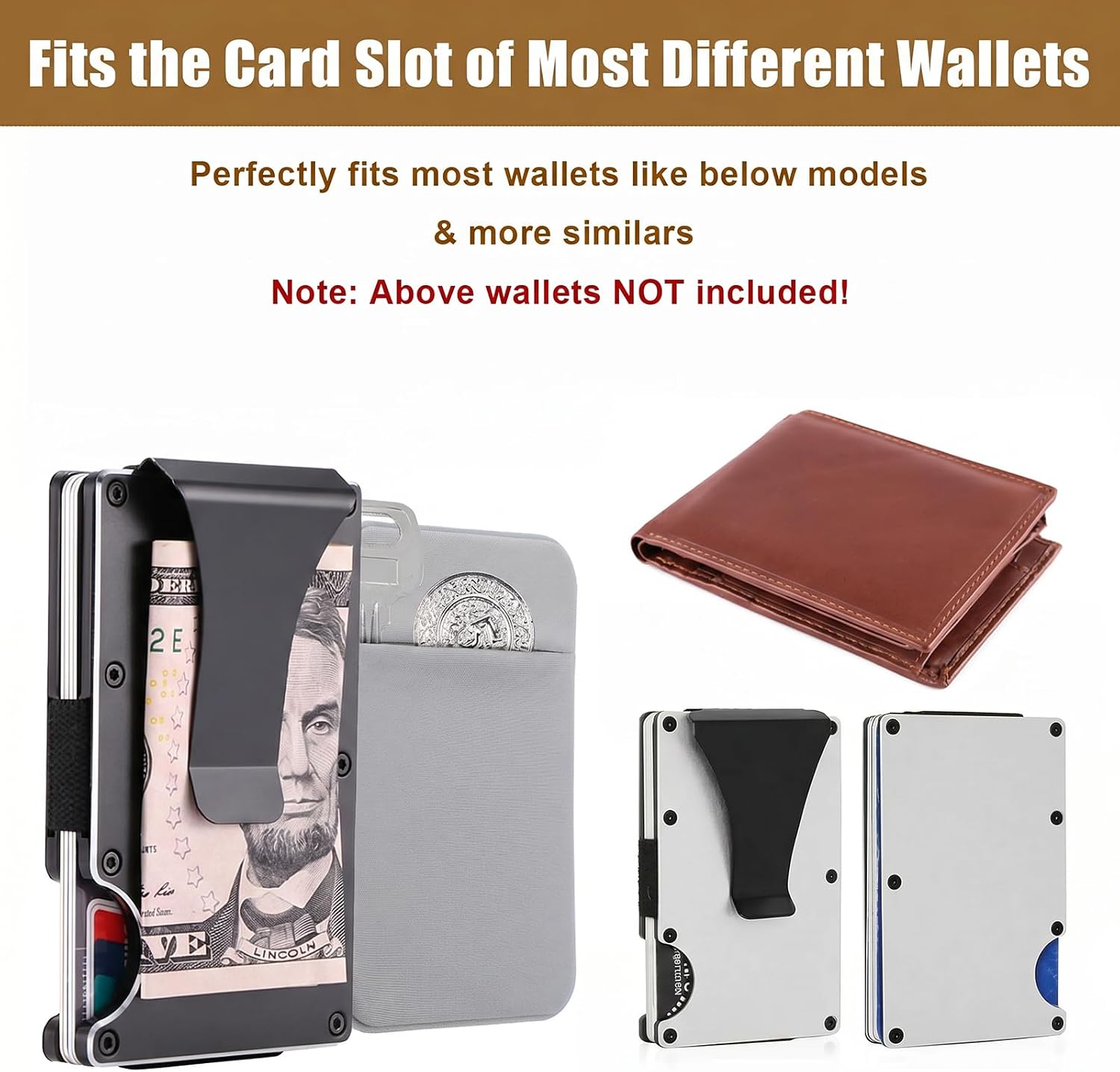 Molain 4 Pcs Flat Thin Wallet Key Holder, Credit Card Size Slim Key Organizer Sleeve with Big Compartment Minimalist Compact Key Holder for Men Women Black, Gray