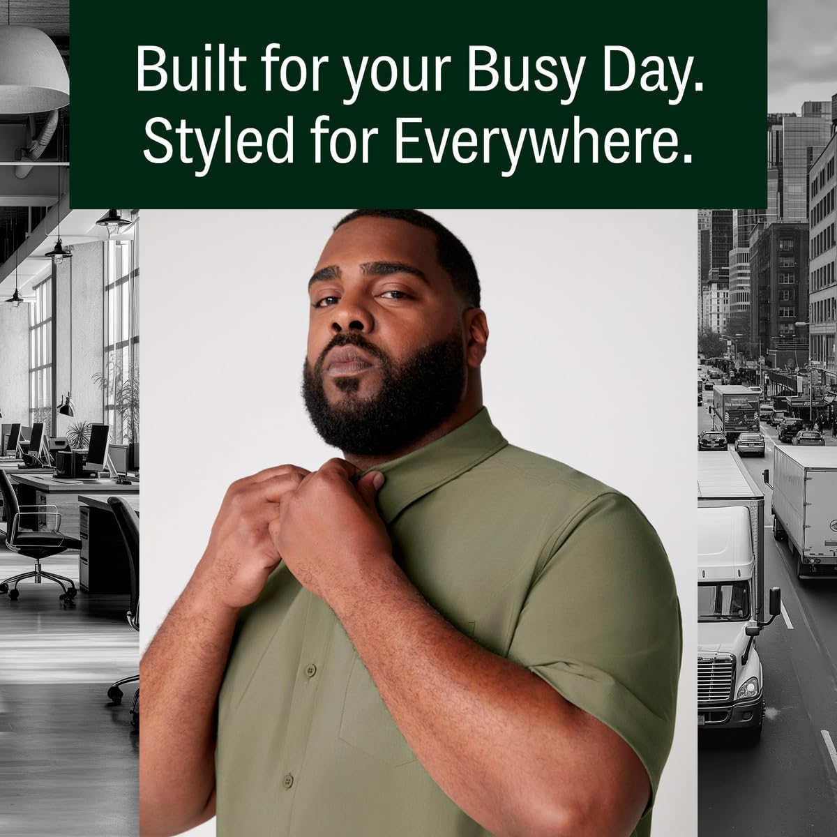 STRONGSIZE Men's Big and Tall Short Sleeve Button Down Shirt – Wrinkle-Resistant Casual Shirts XLT-8XLT