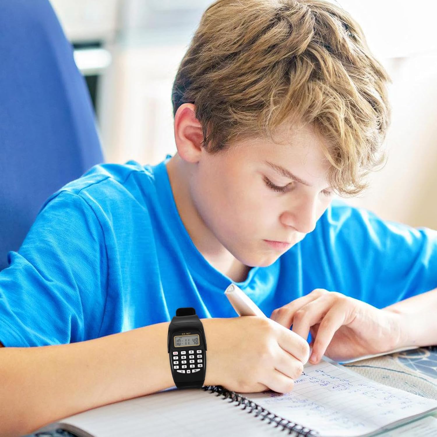 Mikikit Kids Calculator Watch Portable Digital Wristwatch for Math Learning Geometric Operation Educational Gift for Children Ages 8-10