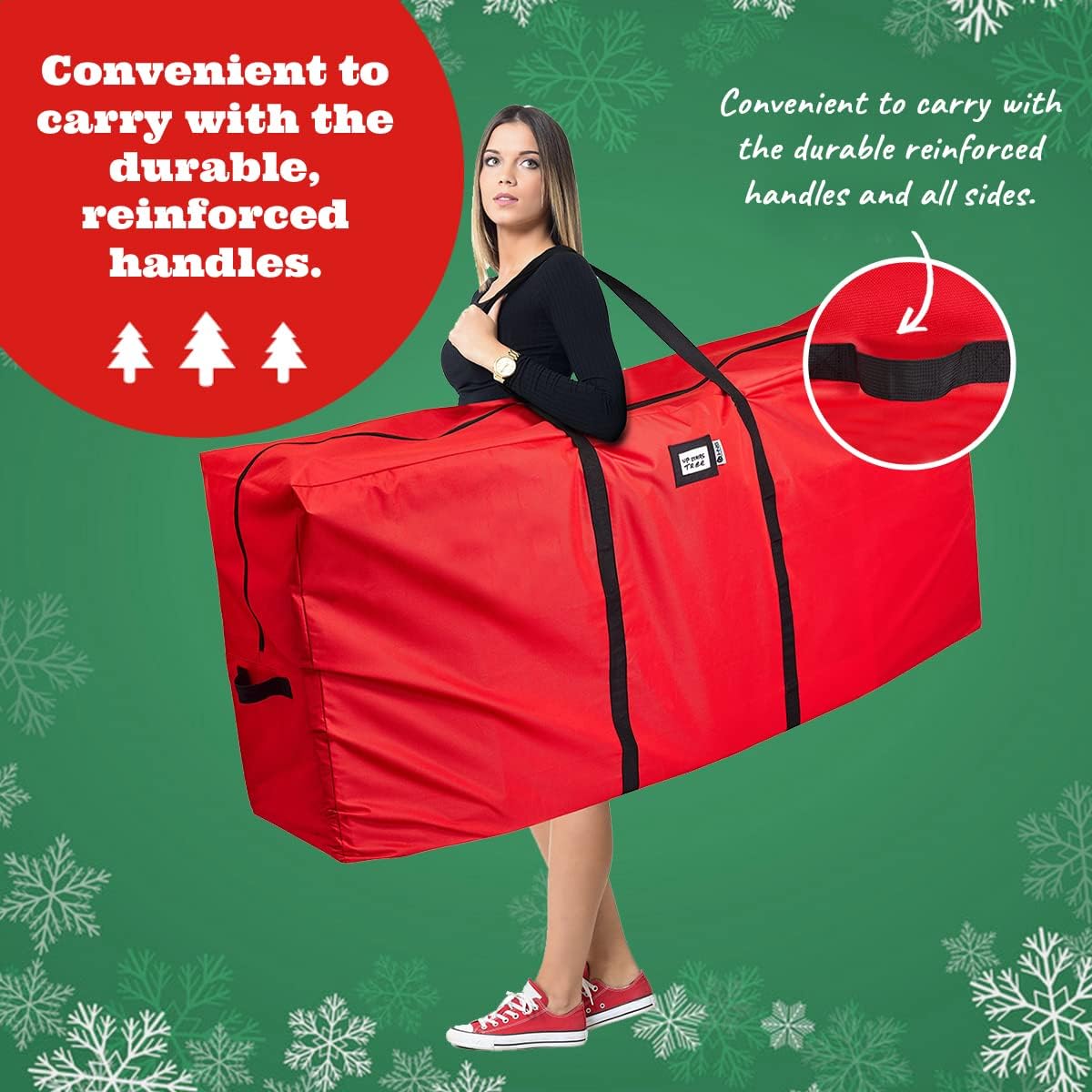 Christmas Tree Storage Bag Large - Fits up to 9 ft Large Tree - Tear Proof Storage Bags 600D Oxford Material - Tote Bag with Dual Zippers and Reinforced Handles