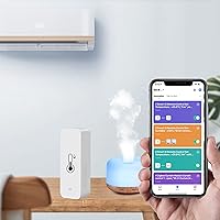 Vista 5 de PHOVOLT Sensor de termómetro higrómetro WiFi para el hogar, sensor de humedad inalámbrico para interiores y exteriores, con alerta de notificación