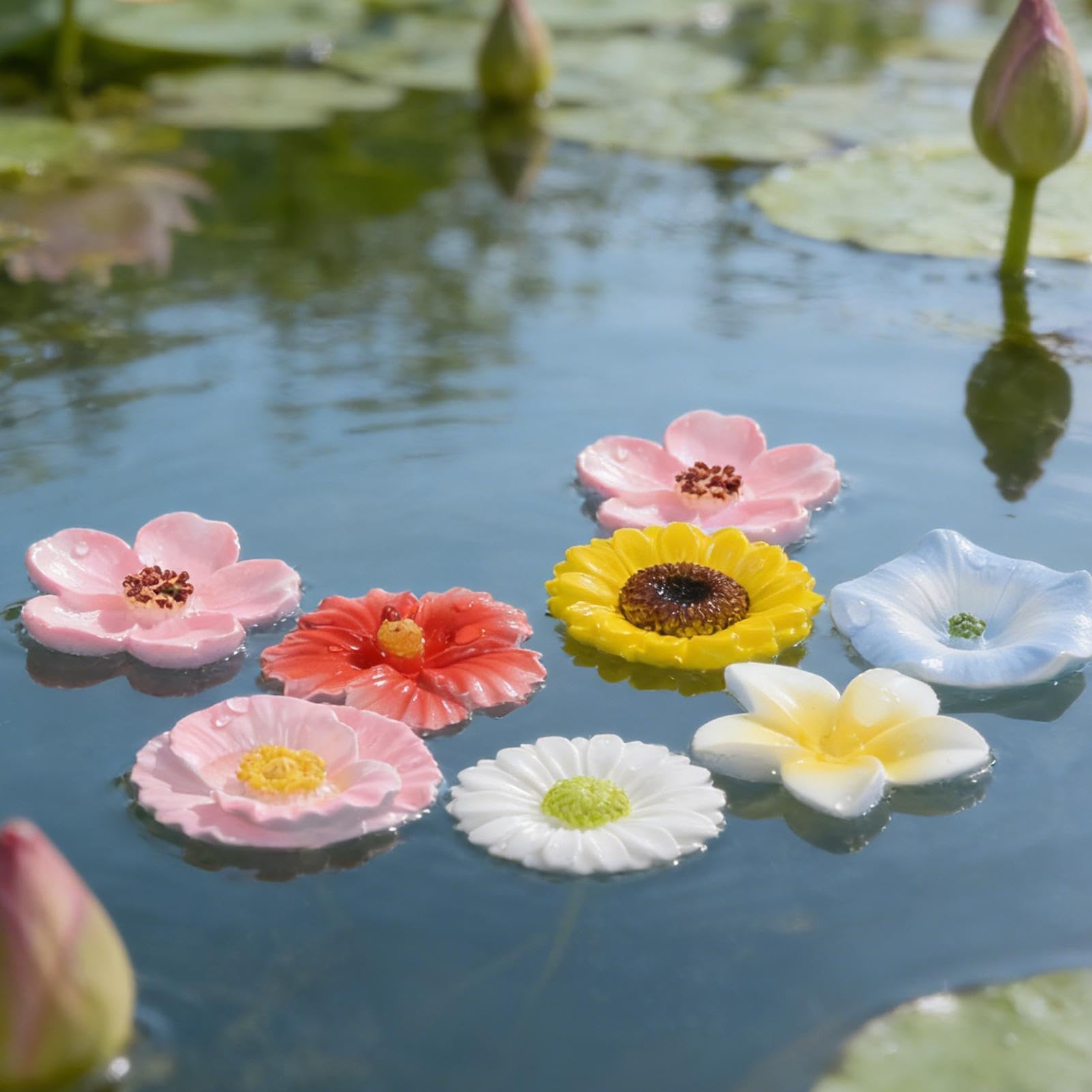 Bienentränke – 8 Stück, schwimmend, ästhetisches Harz, Dekoration für den Außenbereich, schwimmend, für Garten, Terrasse, Balkon – Wasserstelle für Bienen und Vögel
