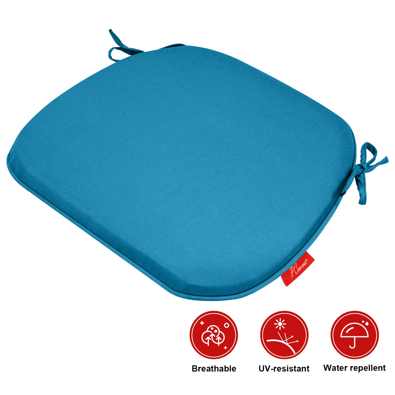 Pcinfuns Outdoor Patio Chair Cushions 16 x 17 Inch Water Repellent Chair Pads All Weather Chair Seat Cushion for Garden Patio Furniture Chair,Set of 4,Blue