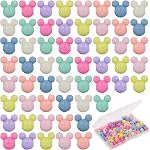 100 Perles de tête d'ours de Pcs, UHOMENY Perles acryliques colorées Perles Large Hole Mix Perles de couleur Pendentifs pour DIY Bracelet Collier Bijoux fait main fabrication artisanale avec boîte