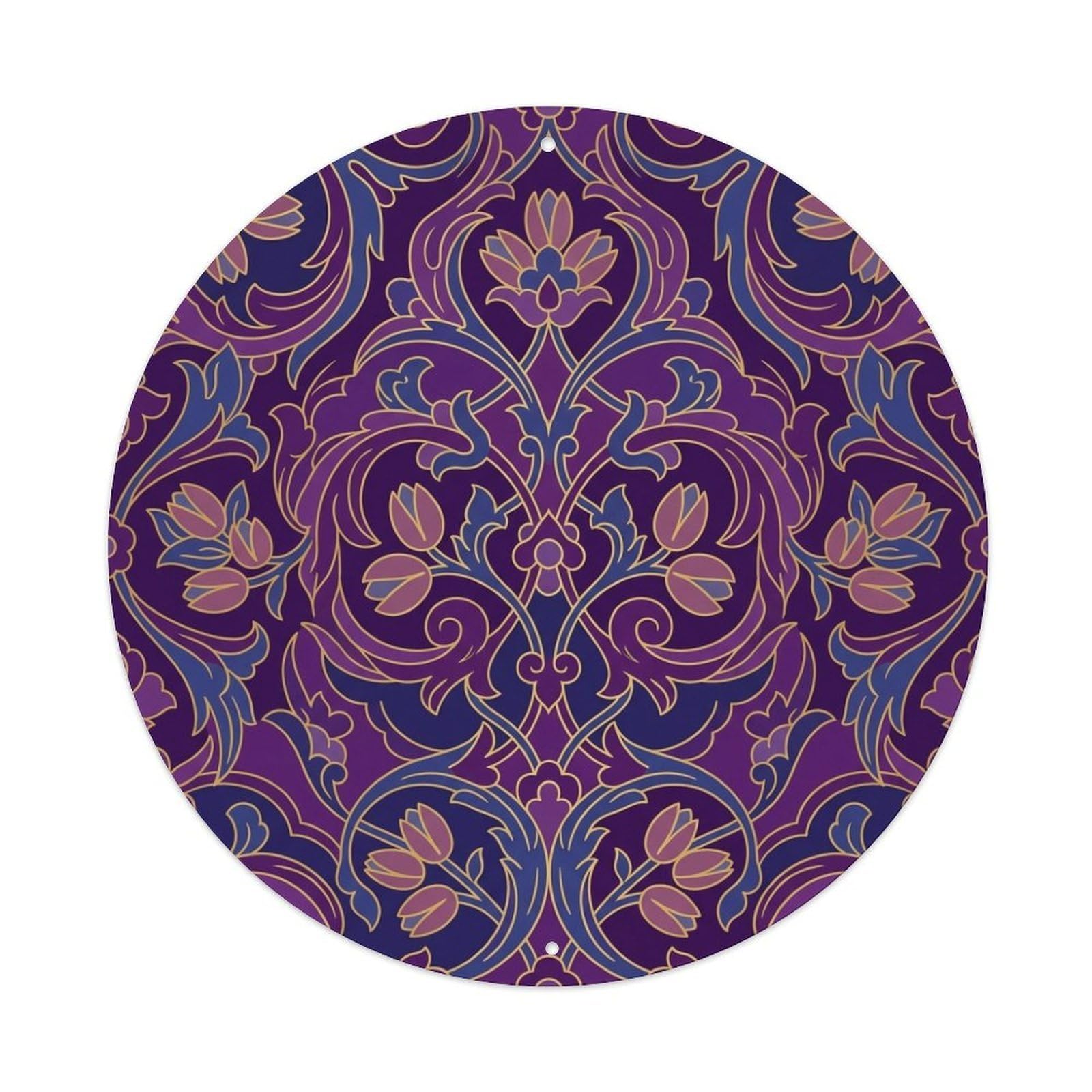 Jewel Purple Turkish Pistachio Floral Arabesque Metal Tin Sign