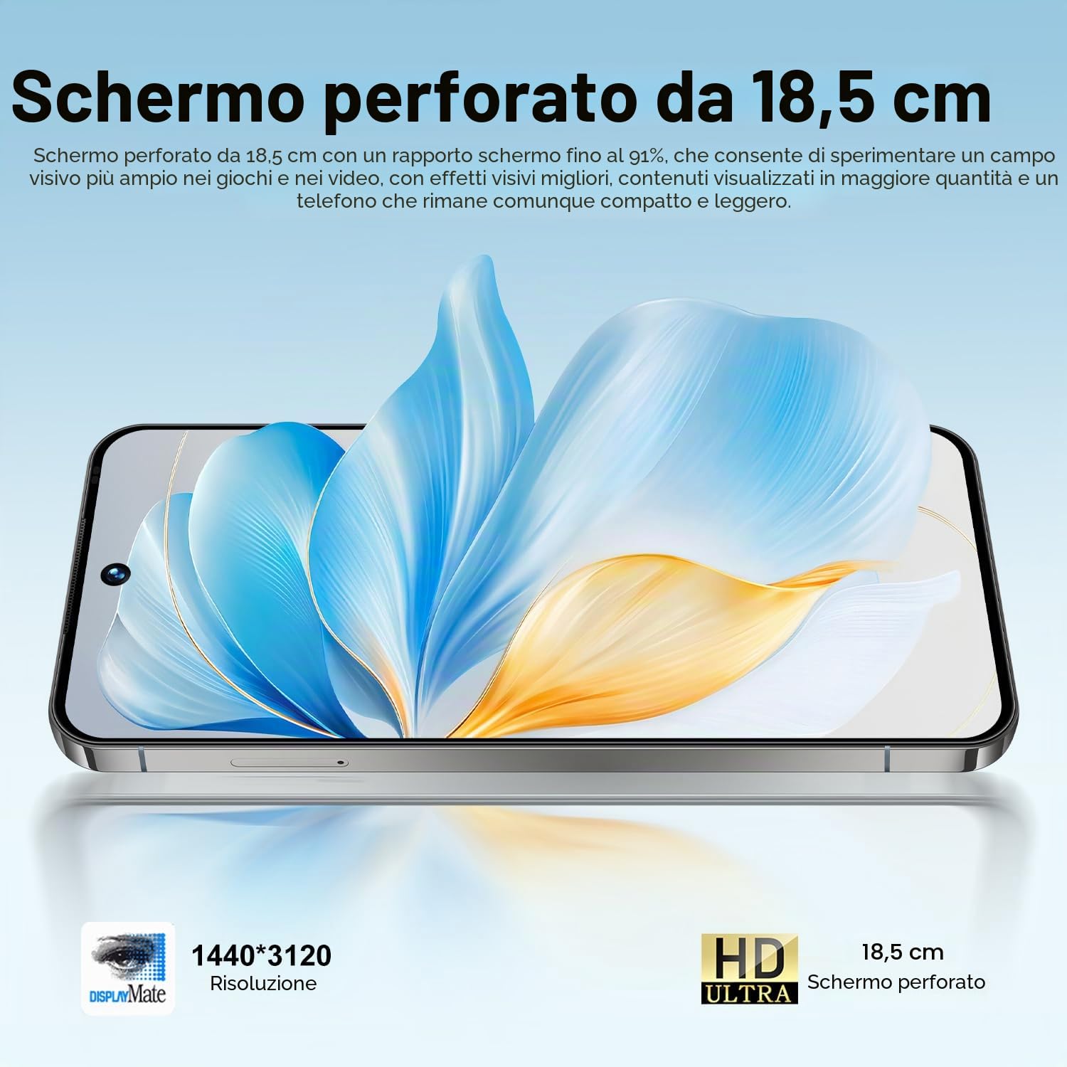 I17 Pro Max Telefono Cellulare 5G Sbloccato Android 15 Telefono Dual SIM Smartphone Con Fotocamera Da 108 MP E 78 MP Batteria Da 8000 MAh Standby 16 GB E 1 TB Smartphone A 10 Core,Blue-7.3 Inch