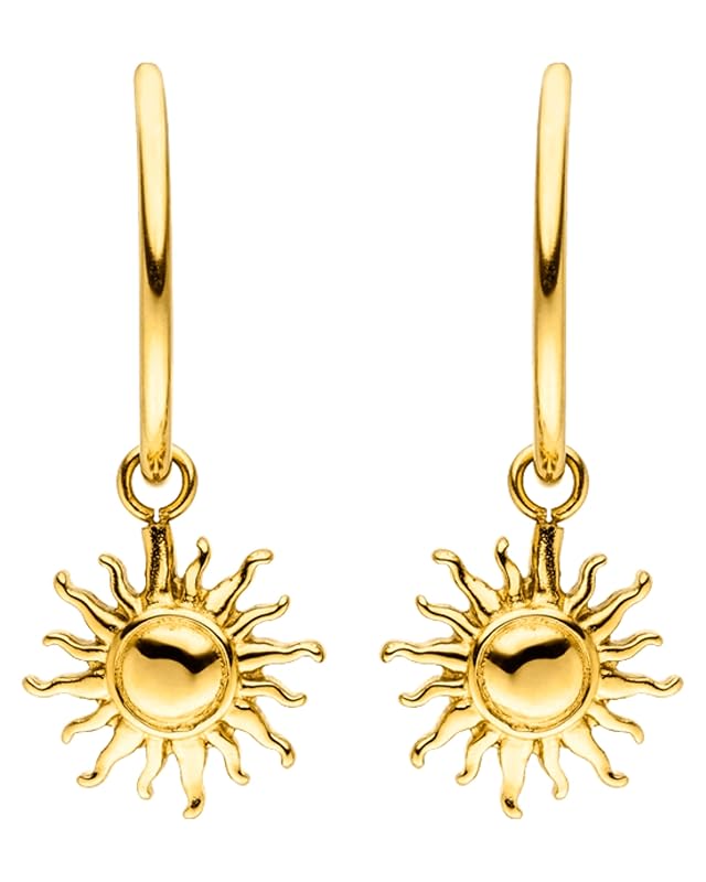 Purelei Sun Ohrringe – Damenohrringe aus langlebigem Edelstahl – Wasserfeste Ohrringe Damen – Modeschmuck für deinen individuellen Look Gold