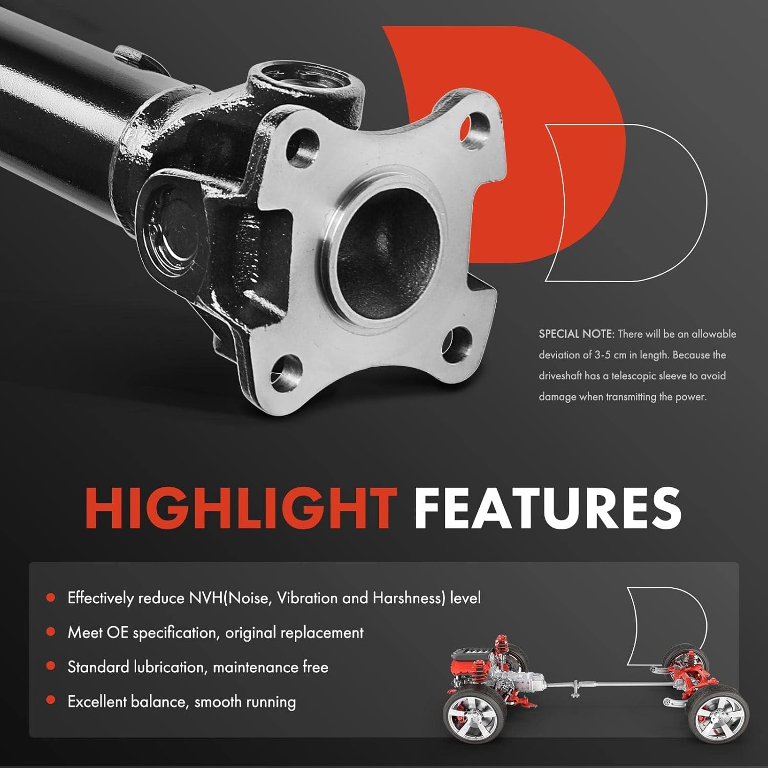 A-Premium Front Complete Drive Shaft Prop Shaft Driveshaft Assembly Compatible with Toyota Tacoma 2005 2006 2007 2008 2009 2010, 2.7L 4.0L, 4WD, Replace# 3714004050