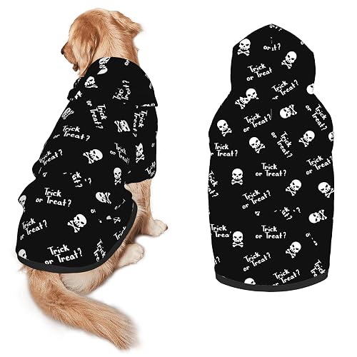 Halloween Dog Costume, Trick or Treat Skull Print Hoodie Winter
