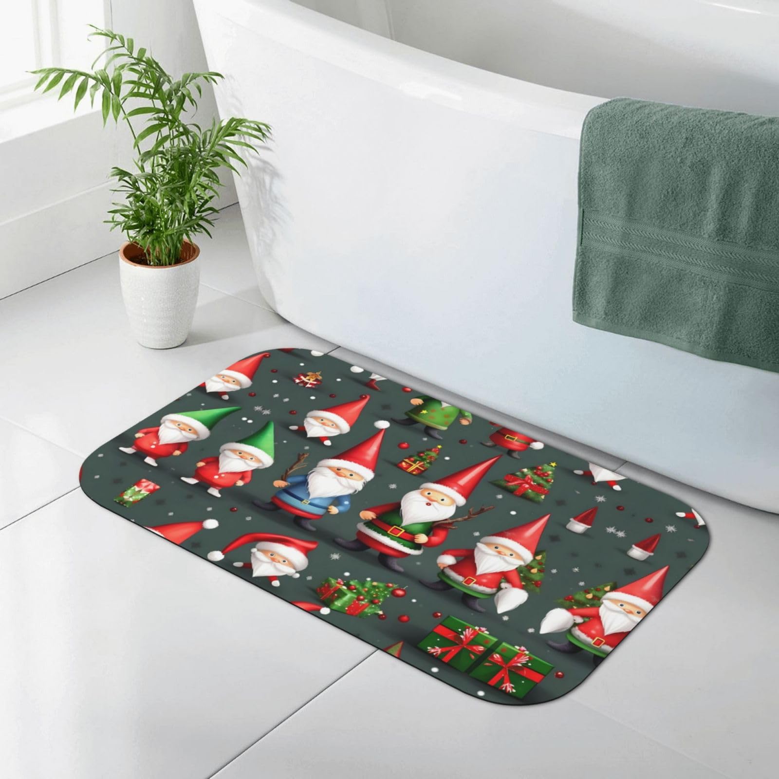 Tapis de bain diatomée de Noël anti-glissade pour éviter les sols mouillés