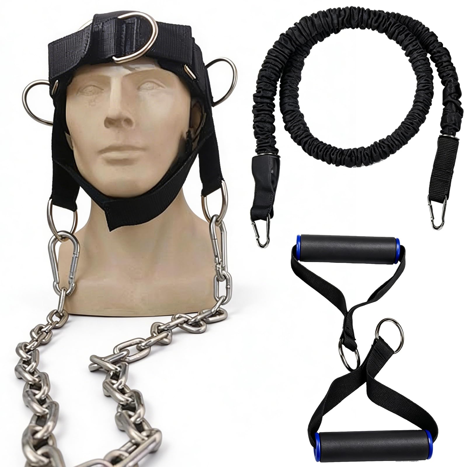 Arnés de Cabeza, Pesas Ajustables Entrenar Cuello Straps Cadena de Acero Fitness Gimnasio Diadema Cuello Entrenador Fuerza Levantamiento De Pesas Accesorios Gimnasio